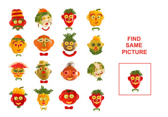 Cartoon  Illustration of Finding the Same Picture.  Educational