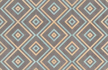 Geometrical pattern in blue, gray and beige colors.