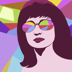 Abstract illustration of a woman's face in sunglasses