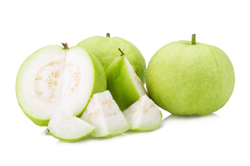 Guava fruit on white background