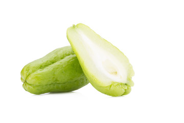 Chayote on white background