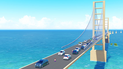 Big Bridge sea 3D rendering