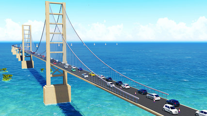 Big Bridge sea 3D rendering