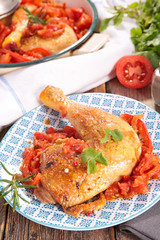 chicken leg and tomato sauce