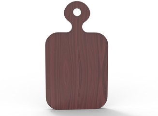  3d illustration of board for cutting fruits and vegetables. icon for game web. white background isolated. 