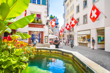 Historic Zürich city center in summer, Switzerland