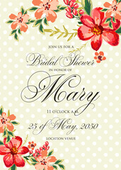 Bridal Shower Invitation with hibiskus flowers