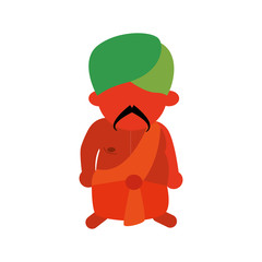 Indian culture concept represented by cartoon man icon. Isolated and flat illustration 