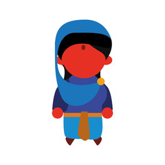 Indian culture concept represented by cartoon woman icon. Isolated and flat illustration 