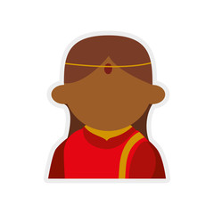 Indian culture concept represented by cartoon woman head icon. Isolated and flat illustration 