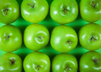 rows of green apples