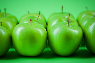 rows of green apples