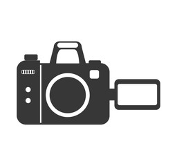 Gadget concept represented by silhouette of camera icon. Isolated and flat illustration 