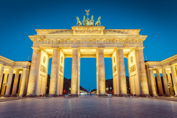 Brandenburg Gate at night, Berlin, Germany
