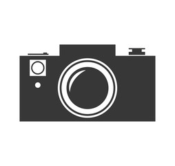 Gadget concept represented by silhouette of camera icon. Isolated and flat illustration 