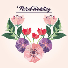 Drawing flower icon. Floral wedding design. Vector graphic