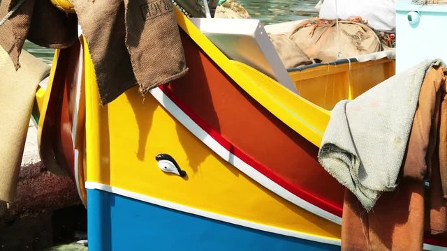 Tradiitonal fisher boat in Marsaxlokk, Malta.