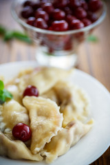 Cherry dumplings with mint