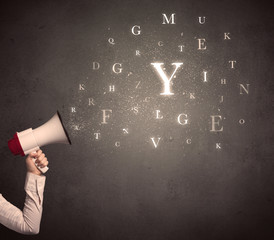 Megaphone with letters