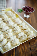 raw dumplings with filling