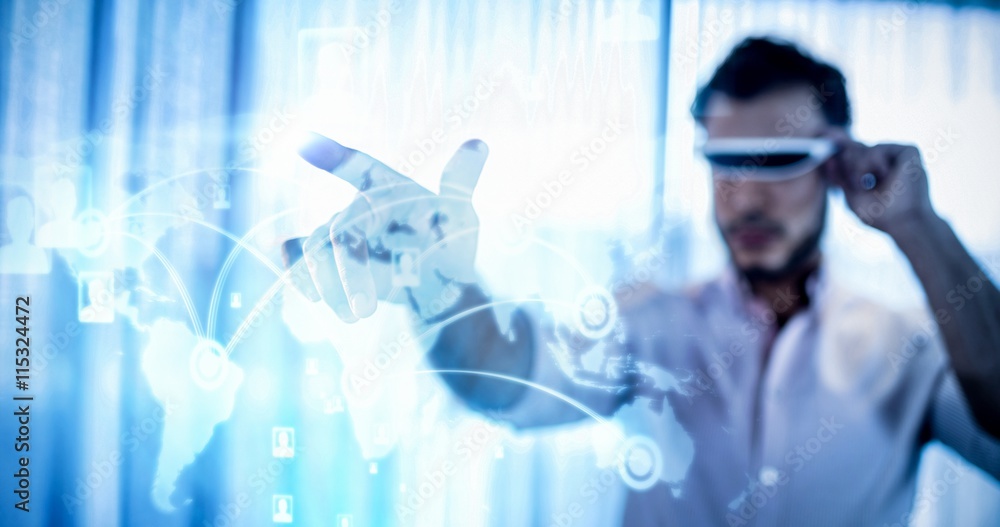 Poster composite image of futuristic technology interface
