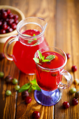 cold compote of red ripe cherries