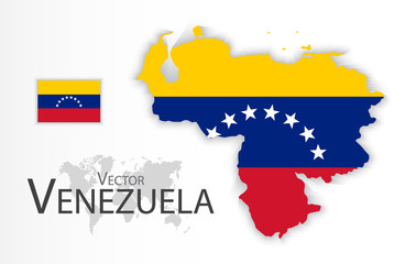 Obraz premium Venezuela ( Bolivarian Republic of Venezuela ) ( flag and map ) ( transportation and tourism concept )