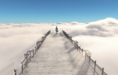 businessman walking on a bridge