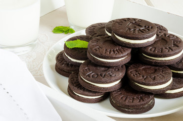 Chocolate cookies with butter cream