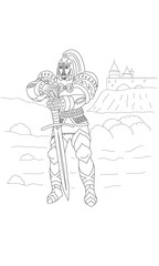 Coloring book for adult and older children. Coloring page with k