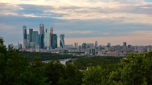 Urban Landscape Of Moscow. Time Lapse UHD 4K 3840x2160. The view from Sparrow hills
