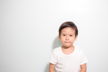 cute 3 years old Asian boy smile isolated on white background