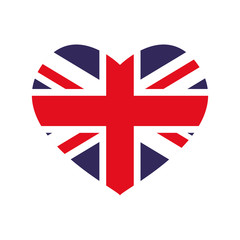 United kingdom concept represented by flag and heart shape icon. Isolated and flat illustration 
