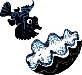 Mandarinfish and Tridacna