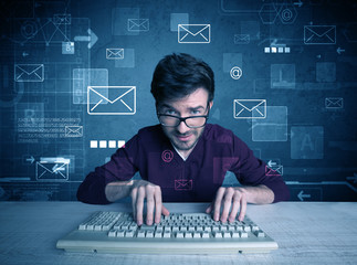 Intruder hacking email passcodes concept