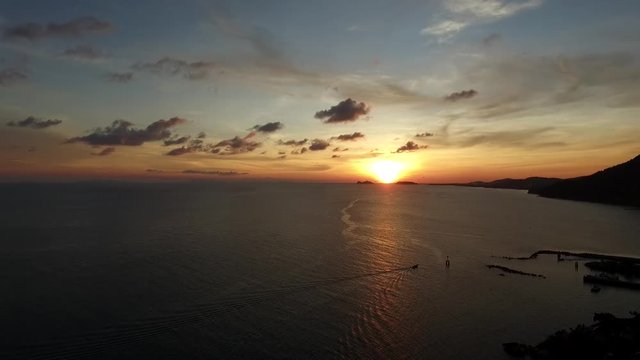Sunset aerial view Koh Phangan Thailand