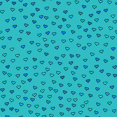 Seamless pattern with tiny hearts. Abstract repeating. Cute backdrop. Blue background. Template for Valentine's, Mother's Day, wedding, scrapbook, surface textures. Vector illustration.
