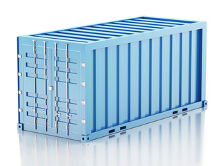 3d Blue cargo container. Industry concept.