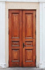 Fototapeta na wymiar Handmade Wooden Double Door