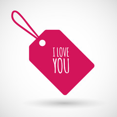 Isolated  product label icon with    the text I LOVE YOU