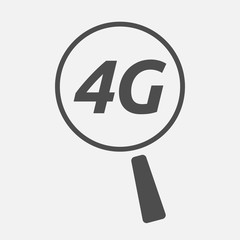 Isolated magnifying glass icon focusing    the text 4G