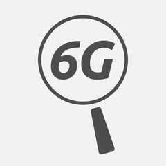 Isolated magnifying glass icon focusing    the text 6G