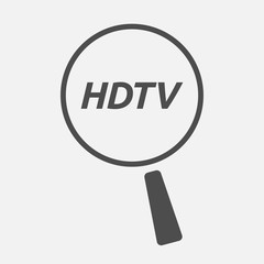 Isolated magnifying glass icon focusing    the text HDTV