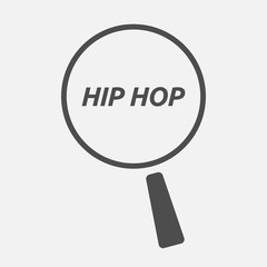 Isolated magnifying glass icon focusing    the text HIP HOP