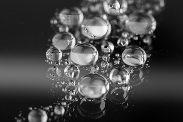 drops of water-repellent surface in black & white