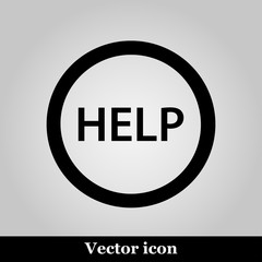 Help icon on grey background, vector illustration