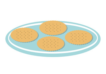 delicious cokkies in dish isolated icon design