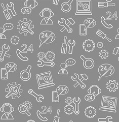 Technical support and repair, seamless grey background. 