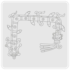 monochrome icon with symbols from Aztec codices for your design
