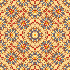 Fototapeta premium Seamless hand drawn mandala pattern for printing on fabric or paper. Vintage decorative elements in oriental style. Islam, arabic, indian, turkish,ottoman motifs. Vector illustration.